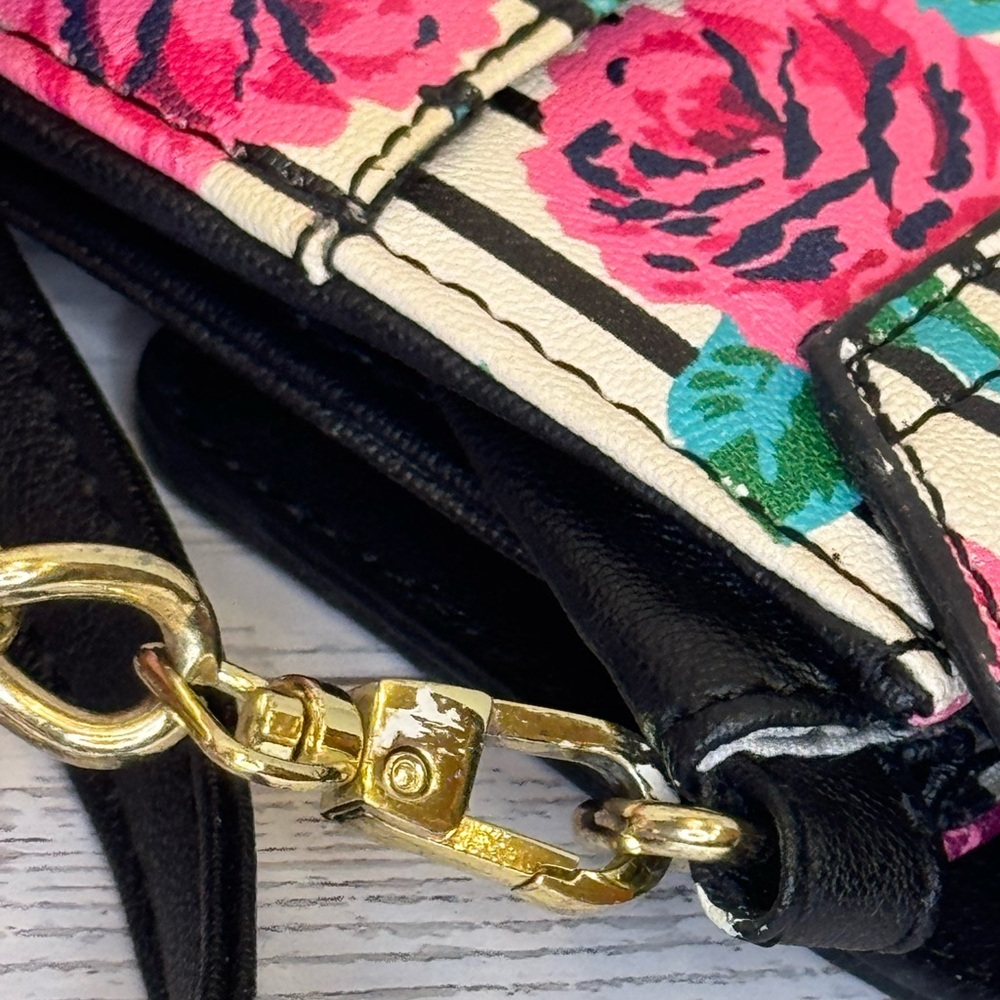 Luv Betsey Betsey Johnson Wallet on a String Floral Striped Crossbody Bag - Picture 7 of 8